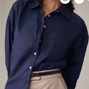 Maeve Navy Women’s Medium Oversized  Button Down Shirt